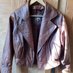 Wilson's Brown Leather 1990's Motorcycle Jacket